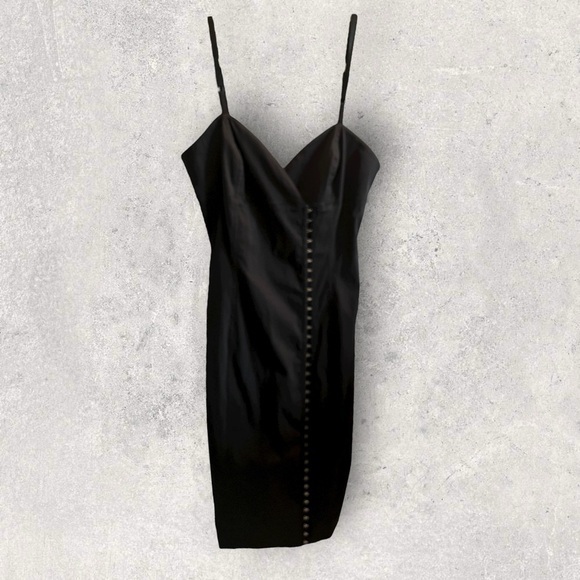 Sasch Dresses & Skirts - SASCH Black Satin Slip Dress with Hook & Eye Closure – Size Small